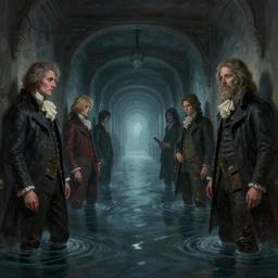 A beautiful digital painting of a unending hallway spooky flooding by Mark Keathley, Iblard Jikan, Steven Belledin, Martin Johnson Heade, Lee Madgwick, and Caspar David Friedrichl 8k artstation