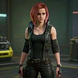 Emma Watson in Cyberpunk 2077. In game render