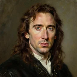 portrait of nicolas cage as aragorn, by alan lee, lord of the rings, smooth, detailed terrain, oil painting, matte painting, concept art, trending on artstation, promotional artwork, film still, elegant, photorealistic facial features, intricate, detailed face, cinematic lighting
