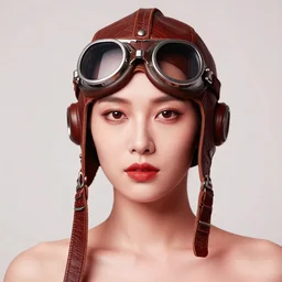 portrait of woman wearing old leather aviatorhelmet and steampunk goggles, red tones, detailed drawing, smooth and sharp, outlines, moebius, jean giraud, frank miller, flat colors