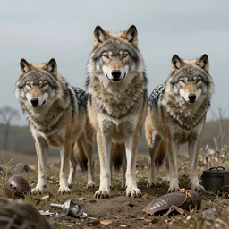 wolves and their treasures. fantasy style, ultra realistic, octane render, unreal engine, raytracing, 8 k highly detailed, trending on artstation, illustration, digital painting, highly detailed render by george stubbs