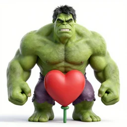hyper realistic image of hulk with love and flowers