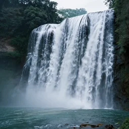peaceful beautiful waterfall, matte painting