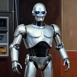 robocop painted by Norman Rockwell