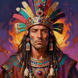 portrait of ben affleck, hyper detailed ultra sharp aztec shaman warrior. trending on artstation, warpaint aesthetic, bloodwave, colorful, psychedelic, ornate, intricate, digital painting, concept art, smooth, sharp focus, illustration, art by artgerm and greg rutkowski and h. r. giger, 8 k