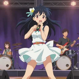 A key-anime visual of a female idol concert, in the style of Hachmyta and greg rutkowski and thomas kinkade, beautiful, summer vibes, Kyoto Animation, detailed, epic, trending on artstation