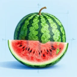 blueprint diagram of a watermelon