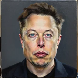 a hyper-detailed portrait of Elon Musk by Craig Mullins; oil on canvas; trending on artstation; 90mm; f/1.4