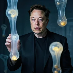 elon musk as a ghost photography with bulbous ectoplasm