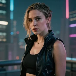 Portrait of cyberpunk Millie Bobby Brown