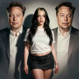 Seductive Billie Eilish as Elon Musk in low skirt, by artgerm, WLOP and Ross Tran