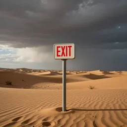 Exit sign in the middle of the desert