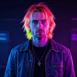 futuristic kurt cobain, neon style