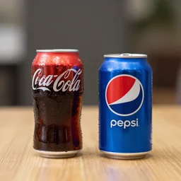 a collaboration soda between coke and pepsi, a can with a logo of coke and pepsi