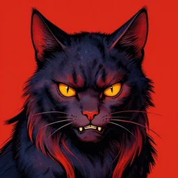 portrait of cat demon, coherent! by brom! deep colors, strong lines, high contrast