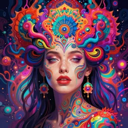woman having a beautiful psychedelic psychotic mental breakdown, mental pandemonium, intense colours, vibrant and vivid color, digital art, hyper detailed, opulent and exquisite, intricately detailed, bizarre, surrealism, peter mohrbacher, marc simonetti, jean giraud, victo ngai, rene magritte, 4 k, 8 k