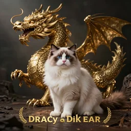 photo of ragdoll cat mixed with a dragon