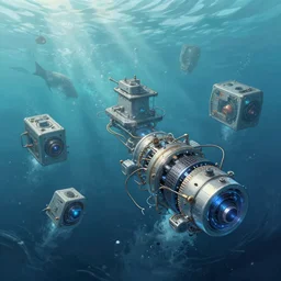 quantum computers submerged in the ocean, digital painting, concept art, trending on artstation, epic composition, wlop. rossdraws, sharp focus, octane render
