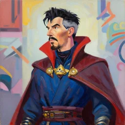 greg manchess portrait painting of doctor strange as overwatch character, evergarden, medium shot, asymmetrical, profile picture, organic painting, sunny day, matte painting, bold shapes, hard edges, street art, trending on artstation, by huang guangjian, gil elvgren, ruan jia, greg rutkowski, gaston bussiere