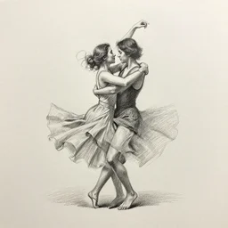 nothing matters when we're dancing, pencil drawing, charcoal, thick paper,