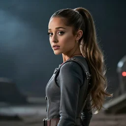 a beautiful still of Ariana Grande in a stars wars film, dramatic, cinematic lighting