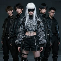 very cool girl white hair girl with mask, streetwear, techwear, cyberpunk style outfit, full body, nose piercing, detailed portrait, intricate complexity, by greg rutkowski, artgerm, ross tran, conrad roset, takato yomamoto, ilya kuvshinov. 4 k, beautiful, cinematic dramatic atmosphere