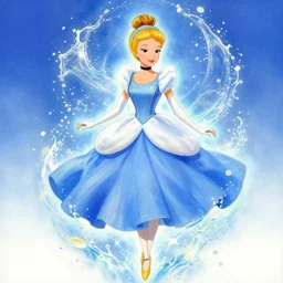 cinderella, blue, splash aura in motion, floating pieces, painted art by tsuyoshi nagano, greg rutkowski, artgerm, alphonse mucha, spike painting