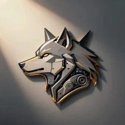 ultradetailed sideview of a robotic wolf logo