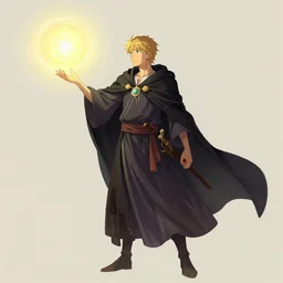 character design, mage manipulating lighting, style of lucile meunier