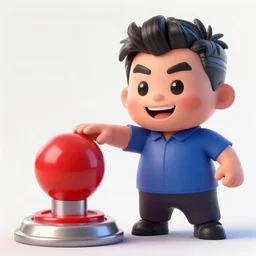 very cute happy kim jong un pressing a big gigantic red button, disney pixar character concept artwork, 3 d concept, fortnite character, high detail iconic character for upcoming film, 8 k octane render