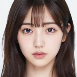 professional photograph of female japanese model in emo makeup, long hair, fringe. bright lighting, depth of field, iso 3 0 0