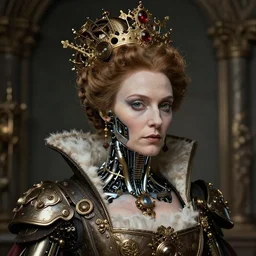 steampunk portrait of cyborg queen victoria by beksinski