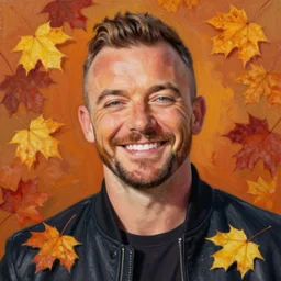 robbie williams smile. picture painting autumn leaves
