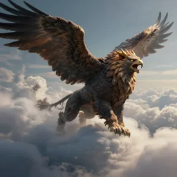 a giant griffin ascending to the clouds, concept art, digital illustration, trending on artstation, deviantart, artgerm, epic composition, masterpiece, highly detailed, advanced technique, ambient lighting, wlop, ross draws