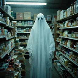 a ghost at the store, water caustics, film still from the movie directed by denis villeneuve and david cronenberg with art direction by h. r. giger