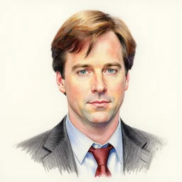 a portrait of dwight schrute, from the office ( 2 0 0 5 ). colored pencil and watercolor artwork in the style of lilia alvarado. color harmony