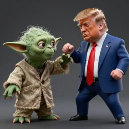 Yoda punching Donald Trump, 4k resolution very detailed