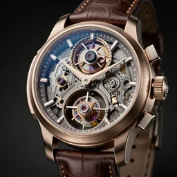 “a highly intricate tourbillon watch, steampunk style, extreme detail, 3D render, octane 3D, studio lighting, 8K”