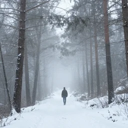 a foggy forest covered with snow, Greg Rutkowski