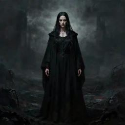 portrait, high priestess of darkness, landscape, alex ross, david finch, concept art, matte painting, highly detailed, rule of thirds, dynamic lighting, cinematic, detailed, denoised, centerd