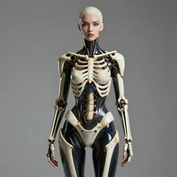 a beautifull anatomialy perfect cyberpunk woman model, wearing organic bone armor, luxury materials, symmetrical, cinematic, elegant, professional studio light, real dlsr photography, sharp focus, 4 k, ultra hd, sense of awe, high fashion