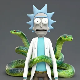 portrait rick and morty, science fiction, organic, snakes, stunning beautiful, computer render, 8 k, post processed, ultra detailed, 3 d, future tech, global illumination, award winning, wires and circuits