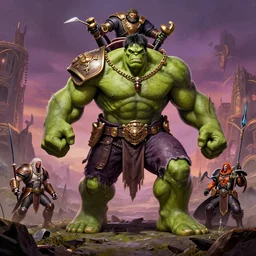 full body portrait of a god of hulk from warhammer 4 0 k, on a fantasy landscape, by hr giger, greg rutkowski, luis royo, wayne barlowe and cristian sauret, 8 k