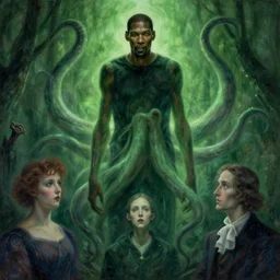 horror lovecraft portrait with tentacles of kevin durant, ethereal, horror, fantasy, lovecraft, green, in the styles of magali villeneuve, claude monet, jeremy mann, greg rutkowski
