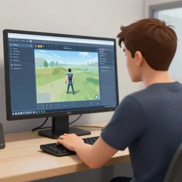 guy playing garry's mod infront of a computer screen