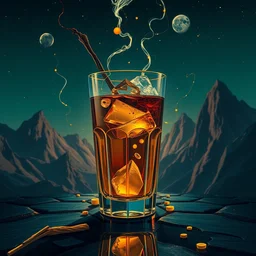whiskey highball by _ beeple, artgerm, _ aaron _ horkey _ amanda _ sage _ bauhaus, salvador dali, _ bernie _ wrightson _ bruce pennington _ frank _ stella _ anne _ stokes _ alena _ aenami _ angus _ mckie, alex grey, akira toriyama, arthur adams, hp lovecraft, andre masson, brian despain. abstract, artstation, design 4 k, native, hd,