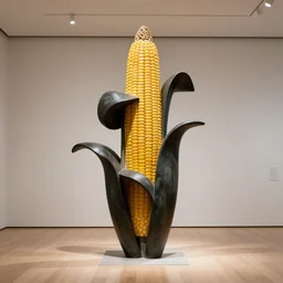modern art, abstract sculpture, corn, moma, studio light, 8 k