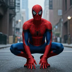 Gigachad Spider-Man unmasked, film still, wide-shot, full shot, cinematic lens, heroic portrait