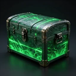 mystical chest with electric green stripes, digital art, 4 k, art station, dramatic