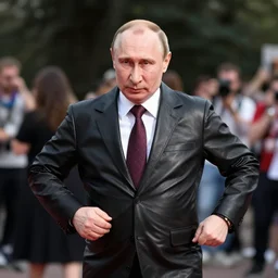 portrait of putin at gay pride, sharp, focus, elegant, leather, joyful, dancing,